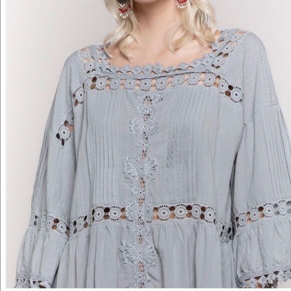 woven Tunic Dress with lace - Picture 9 of 14